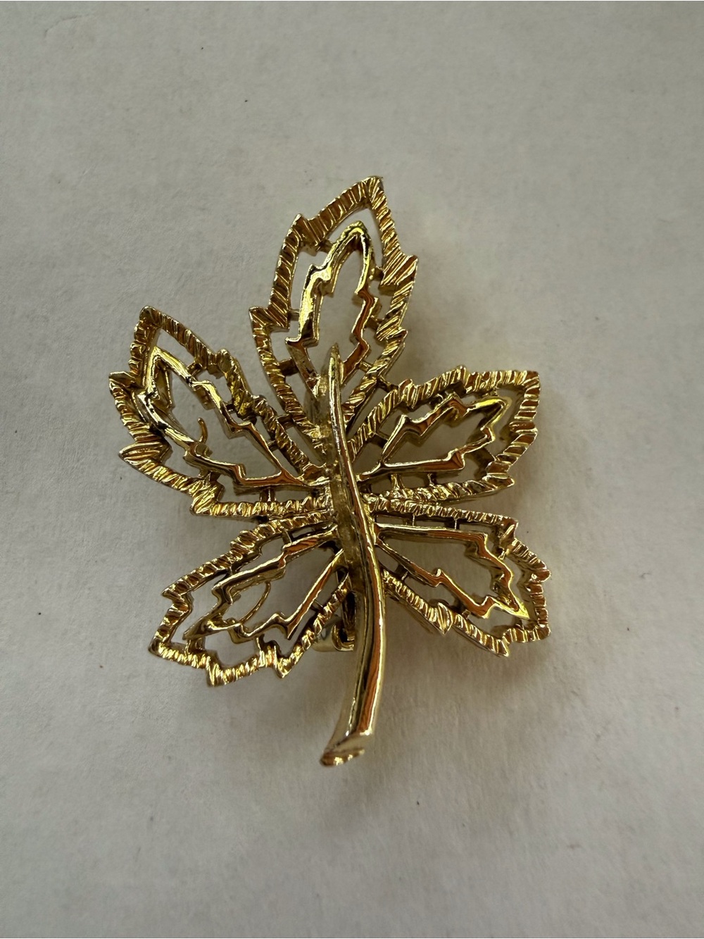 Gold Leaf Brooch Pin  - stamped